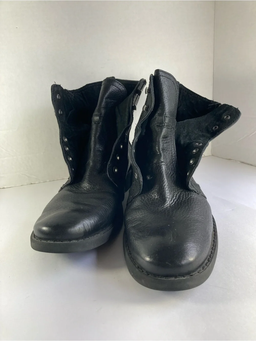The Rails Combat Bike Boots With Sipper Black Leather Mens Shoe Sz US 11.5-12